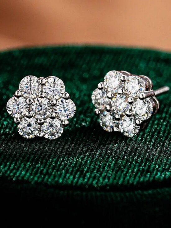 Jewelry - 925 Sterling Silver Womens 2ct Diamond Stud Earrings Ladies Small Studs Jewelry